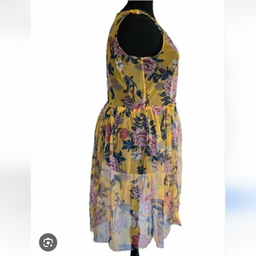 Cato Mustard Floral Sleeveless Tunic 26/28 Like New - Picture 2 of 11